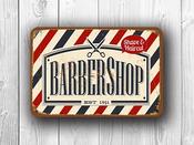 Barbershop Sign Vintage Style – Unique Gift, Vintage Metal Sign, UV Protected Print, Durable Aluminum Composite, High Humidity Ready - 9-x-6