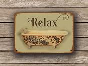 Bath Sign Vintage Style – Metal Bathroom Wall Signs, UV Protected Waterproof and Fade Resistant Plaque, Vintage Style Bathroom Decor - 14-x-10