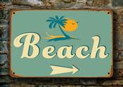 Customizable Beach Sign – Rustic Coastal Wall Sign, Full Color UV Protected Print, Aluminum Composite, Two Pre-Drilled Mounting Holes - 12-x-8 / 