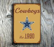 Dallas Cowboys Sign - America's Team Vintage Poster, Rugged High-Quality Construction, Silver Star Established Plaque, Premium Texas Sports Branding - 36-x-24-inches
