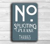 Contemporary No Soliciting Sign – No Solicitors Aluminum Composite Wall Sign, UV Protected Full Color Print, Durable Aluminum Composite -  / 9-x-6