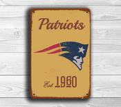 New England Patriots Sign - Foxborough Dynasty Artwork, Weatherproof Metal Signage, Red White &amp; Navy Layout, Great Gift for New England Supporters - 9-x-6