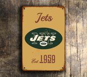 New York JETS Sign - Gang Green Gotham Graphic, High Contrast Colors, Durable Gangway Decor, Authentic NFL Licensed Style Metal Wall Hanging - 36-x-24-inches