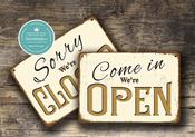 Vintage Open Closed Sign-Vintage Style – Classic Vintage Wall Sign, UV Protected Fade Resistant Print, Weatherproof Aluminum Composite - 9-x-6 image