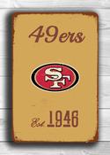 San Francisco 49ers Sign - Bay Area Gold Rush Nostalgia, Sleek Modern Finish, Faithful Red Wall Decoration, Heavy Gauge Aluminum Base Material - 9-x-6
