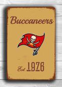 Tampa Bay Buccaneers Sign - Vintage Style NFL Wall Decor, Full Color UV Protected Print, Established Year Football Plaque, Metal Man Cave Art - 14-x-10