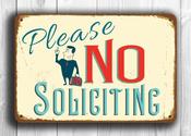 Vintage Style No Soliciting Sign – Funnty No Solicitors Metal Wall Sign, Fade Resistant UV Print, Durable Aluminum Composite, Indoor Outdoor Use - 16-x-12 image