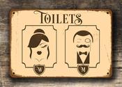 Vintage Toilet Sign – Classic Vintage Wall Sign, Full Color UV Protected Print, Aluminum Composite, Holes Punched for Easy Installation - 9-x-6