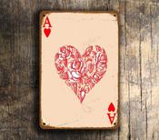 Ace Of Hearts Sign – Great Gift Decor, Vintage Metal Sign, Full Color UV Print, Durable Aluminum Composite, High Humidity Ready - 9-x-6 image