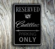 Cadillac Reserved Parking Sign – Premium Brushed Metal, Indoor Outdoor Display, Brand Logo Artwork, Perfect Man Cave Decor - 16-x-12 image