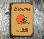 Cleveland Browns Sign - Dawg Pound Historic Branding, Earthy Orange &amp; Brown Tones, Rugged Industrial Quality, Vintage Sports Team Souvenir - 20-x-14-inches