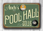 Personalized Pool Hall Sign – Perfect Gift, Vintage Wall Decor, UV Protected Print, Weather Ready Aluminum Composite, Indoor Outdoor Use - 14-x-10