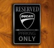 Ducati Reserved Parking Sign – Brushed Metal Finish, Indoor Outdoor Ready, Automotive Logo Decor - 16-x-12 image