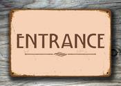 ENTRANCE SIGN – Vintage Commercial Wall Sign, UV Protected Full Color Print, Weatherproof Aluminum Composite, Easy Install Punched Holes - 9-x-6