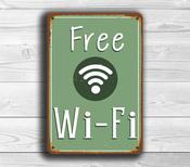 FREE WIFI Sign – Vintage Style Business Sign, Full Color UV Protected Print, Aluminum Composite, Easy Install Punched Holes - 14-x-10