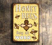 Honey Bees Sign – Vintage Style Garden Sign, UV Protected Full Color Print, Weatherproof Waterproof Aluminum Composite, Indoor Outdoor Ready - 20-x-14-inches