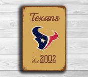 Houston Texans Sign - Lone Star State NFL Tribute, Deep Steel Blue Imagery, Battle Red Accents, Permanent High Resolution Metal Signage - 36-x-24-inches