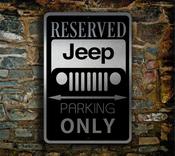 Jeep Parking Only Sign - Jeep Signs – Premium Brushed Metal, Indoor Outdoor Ready, Official Logo Design, Great Gift for Garage Owners - 14-x-10 image