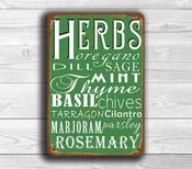 Kitchen Herbs Sign – Vintage Aluminum Composite Wall Sign, Fade Resistant UV Print, Durable Aluminum Composite, Indoor Outdoor Ready - 20-x-14-inches