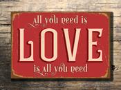 Love Sign Wall Hanging – Retro Bedroom Wall Sign, Full Color UV Print, Durable Aluminum Composite, Two Pre-Drilled Mounting Holes - 16-x-12