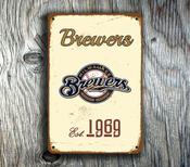 Milwaukee Brewers Sign - Brew Crew Glove Logo Graphic, Heat Resistant UV Guard, Sleek Wisconsin Styling, Modern Sports Bar Wall Ornament - 20-x-14-inches