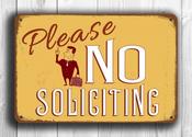 Vintage Style No Soliciting Sign – Home Decor Metal Sign, Fade Resistant UV Print, No Solicitors, Durable Aluminum Composite, Indoor Outdoor Ready - 36-x-24-inches image