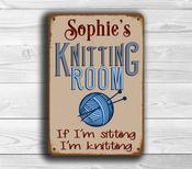 Personalized Knitting Room Sign – Great Gift Decor, Vintage Aluminum Composite, Full Color UV Print, Durable Aluminum Composite, High Humidity Ready - 9-x-6
