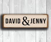 Personalized Wedding Couple Street Sign – Thoughtful Gift, Vintage Metal Sign, UV Protected Print, Weather Ready Aluminum Composite - 24-x-8-inches
