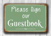 Please Sign Our Guestbook Sign – Vintage Commercial Wall Sign, UV Protected Full Color Print, Durable Aluminum Composite – Perfect Gift - 14-x-10