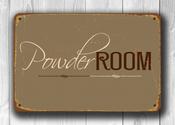 Powder Room Sign – Metal Bathroom Wall Signs, UV Protected Waterproof and Fade Resistant Plaque, Vintage Style Bathroom Décor – Rustic Vintage Busine - 14-x-10