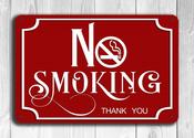 Red No Smoking Sign – Rustic Vintage Business Sign, UV Protected Full Color Print, Aluminum Composite, Holes Punched for Easy Installation - 14-x-10 image