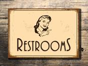 Vintage Style Restroom Sign – Vintage Commercial Wall Sign, UV Protected Full Color Print, Aluminum Composite, Pre-Punched Holes for Mounting - 16-x-12 / 