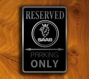 SAAB Reserved Parking Sign – Brushed Metal Finish, Indoor Outdoor Display, Official Logo Design, Car Lover Gift Idea - 14-x-10 image