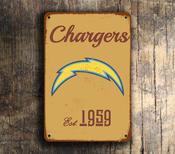 San Diego Chargers Sign - Bolt Up SoCal Retro Design, Electric Blue &amp; Yellow Hues, Vintage Power Motif, Architectural Quality Outdoor Marker - 14-x-10