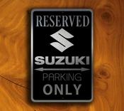 Suzuki Parking Only Sign - Suzuki Signs – Brushed Metal Finish, Indoor Outdoor Display, Automotive Logo Decor - 16-x-12 image