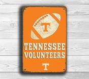 TENNESSEE VOLUNTEERS SIGN – Retro College Football Wall Sign, UV Protected Full Color Print, Aluminum Composite Metal Finish, Indoor Outdoor Use - 20-x-14-inches