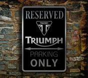 Triumph Parking Only Sign - Triumph Garage Signs – Premium Brushed Metal, Indoor Outdoor Ready, Brand Logo Artwork - 12-x-8 image