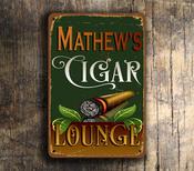 Personalized Cigar Lounge – Unique Gift, Vintage Wall Decor, Full Color UV Print, Durable Aluminum Composite, High Humidity Ready, Pre-Drilled Holes - 20-x-14-inches