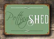 Vintage Style Potting Shed Sign – Vintage Garden Wall Decor, Fade Resistant UV Print, Weatherproof Waterproof Aluminum Composite, Indoor Outdoor Use - 14-x-10