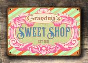Personalized Sweet Shop Sign – Vintage Cottage Bedroom Decor, Full Color UV Print, Durable Aluminum Composite, Pre-Drilled Holes For Easy Hanging - 36-x-24-inches