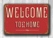 Welcome To Our Home Sign – Vintage Home Decor Metal Sign, Full Color UV Protected Print, Durable Aluminum Composite, Indoor Outdoor Ready - 14-x-10