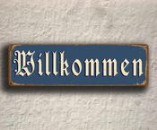 Willkommen Sign - German Welcome Signs – Vintage Decorative Wall Plaque, Full Color UV Protected Print, Gift from Germany - 36-x-12-inches