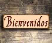 Bienvenidos Sign - Spanish Welcome – Full Color UV Protected Print, Durable Gift from Spain, Indoor Outdoor Use, Easy Mount Pre-Drilled Holes - 20-x-6-inches