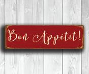 Bon Appetit Kitchen Sign – Full Color UV Protected Print, Home Kitchen and Restaurant Signs , Easy Mount Pre-Drilled Holes - 24-x-8-inches