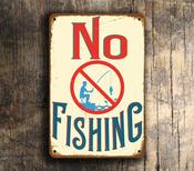 No Fishing Sign – Vintage Metal Garden Sign, Fade Resistant UV Print, Durable Weatherproof Aluminum Composite, Easy Mount Pre-Drilled Holes - 36-x-24-inches