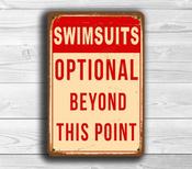 Swimsuits Optional Pool Sign – Full Color UV Protected Print, Funny Pool Signs, Robust Aluminum Composite, Pre-Drilled Holes for Easy Mounting - 36-x-24-inches
