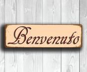Benvenuto Sign – Italian Welcome Sign, Authentic Gifts from Italy, Entryway Décor, Durable UV Protected Signs - 36-x-12-inches
