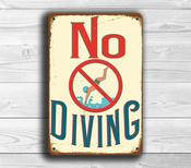 No Diving Sign -  – Swimming Pool Signs,  Waterproof and Fade Resistant, Rust and Maintenance Free, Suitable for High Humidity Environments - 9-x-6-inches