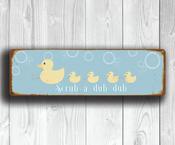 Scrub-A-Dub-Dub Sign – Metal Bathroom Wall Signs, UV Protected Waterproof and Fade Resistant Plaque, Vintage Style Bathroom Décor - 20-x-6-inches