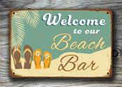 Beach Bar Sign – Classic Vintage Beach Sign, Full Color UV Print, Weatherproof Waterproof Aluminum Composite, Two Pre-Drilled Holes Easy Mount - 36-x-24-inches